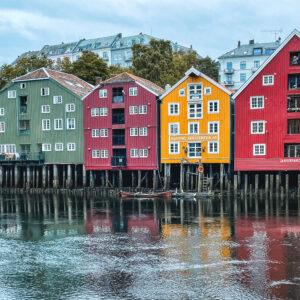 Bunte Lagerhäuser in Trondheim